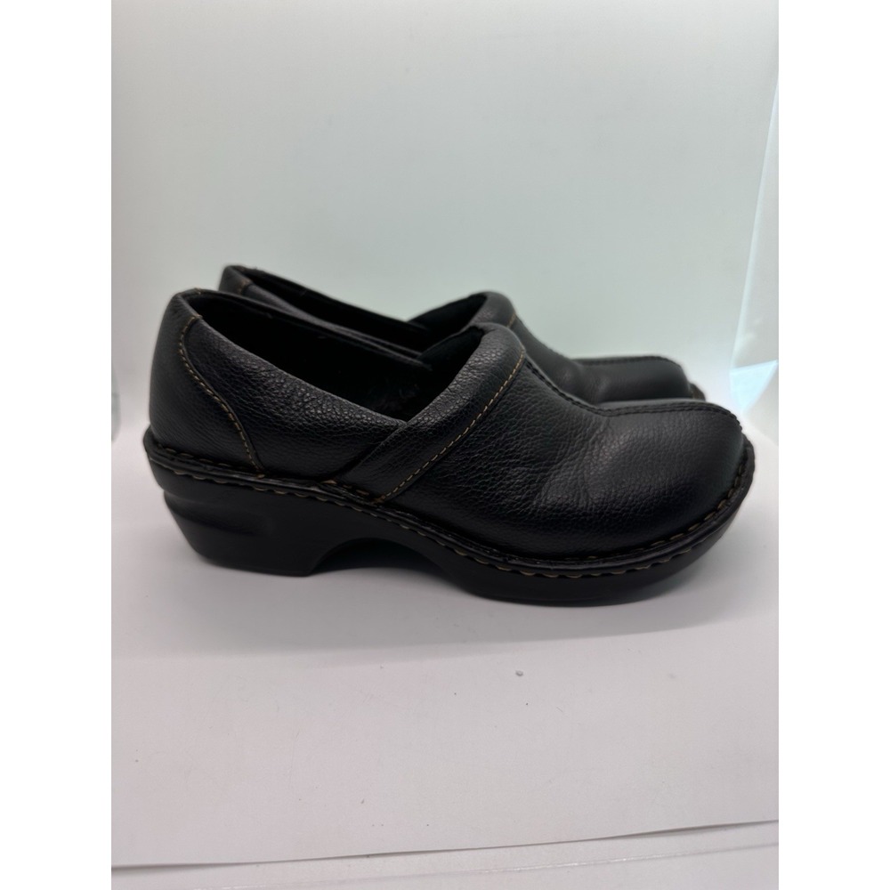 Magellan Outdoors Liesel Black Leather Slip-on Clogs Shoes Women US 8.5